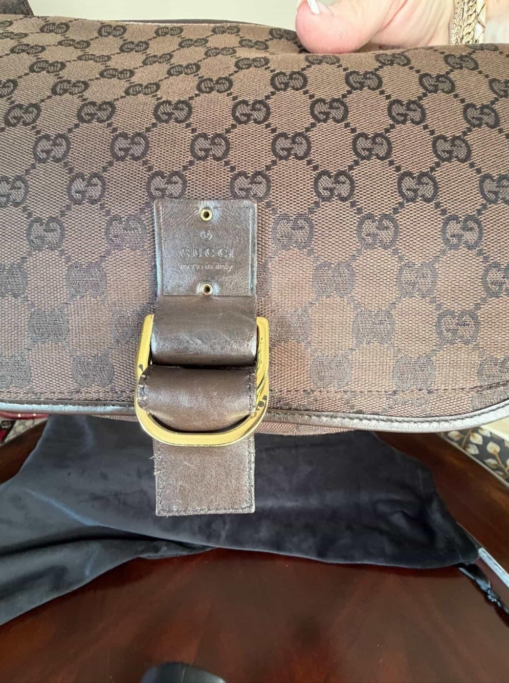 Gucci GG Canvas D-Ring Shoulder Bag Brown Monogram Tom Ford Era - Picture 2 of 11